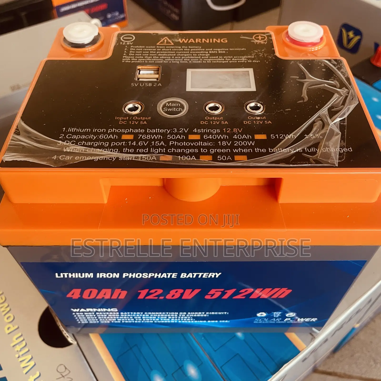 40Ah 12.8V Lithium Solar Battery Backup With USB DC Output
