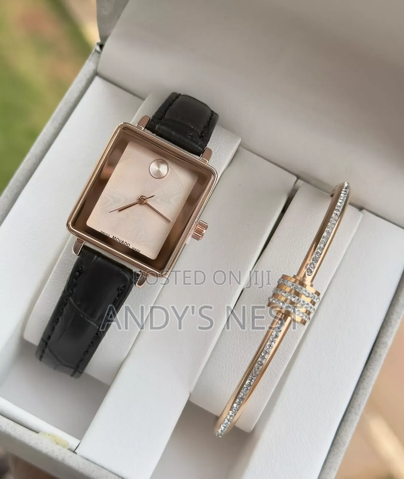 Movado Black Ladies Watch With a Bangle