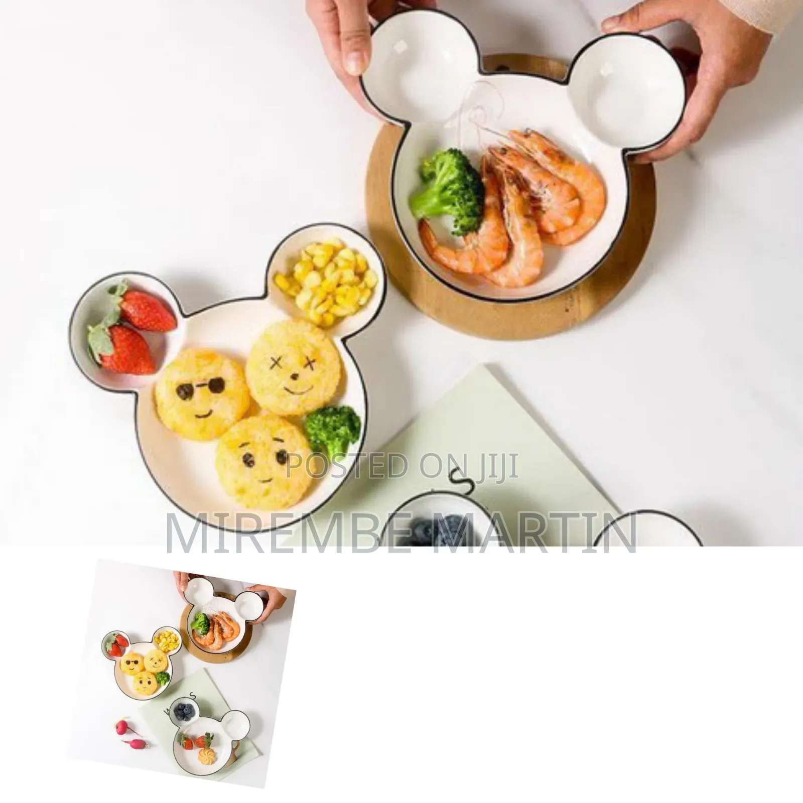 Mickey Mouse-Shaped Ceramic Partitioned Plates