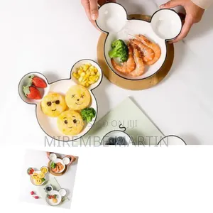 Mickey Mouse-Shaped Ceramic Partitioned Plates