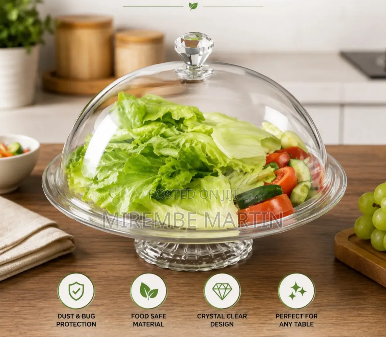Clear Acrylic Dome Food Cover With a Footed Base