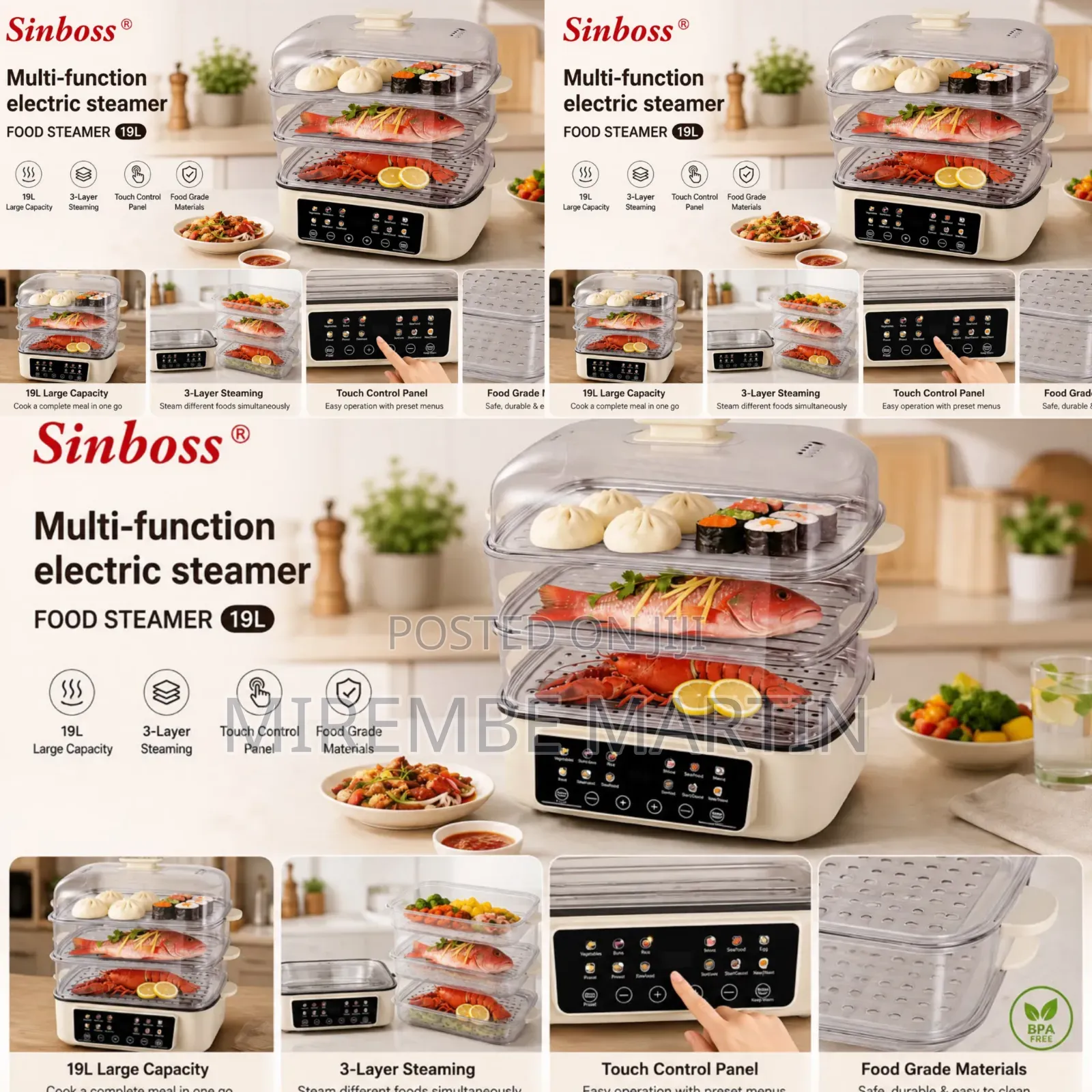 This Is a Sinboss 19L Multi-Function 3-Layer Electric Food Steamer