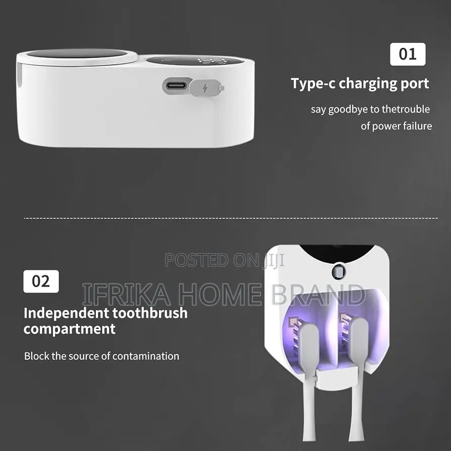 UV Toothbrush Steriliser, Wall Mounted Toothbrush Cleaner Organiser,