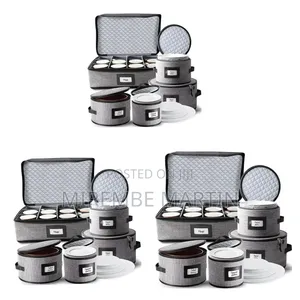 5-Piece Gray Quilted China Storage Set Designed to Organize