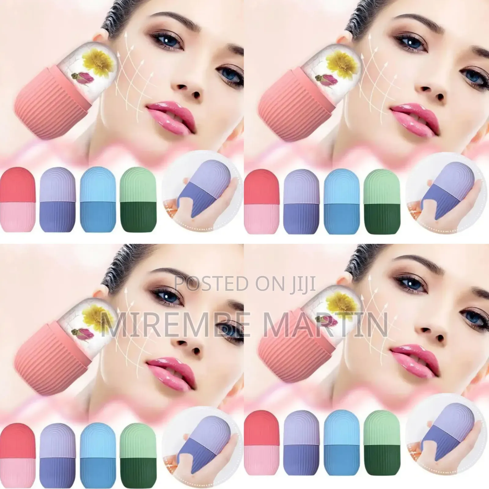 Shows a Reusable Silicone Facial Ice Roller