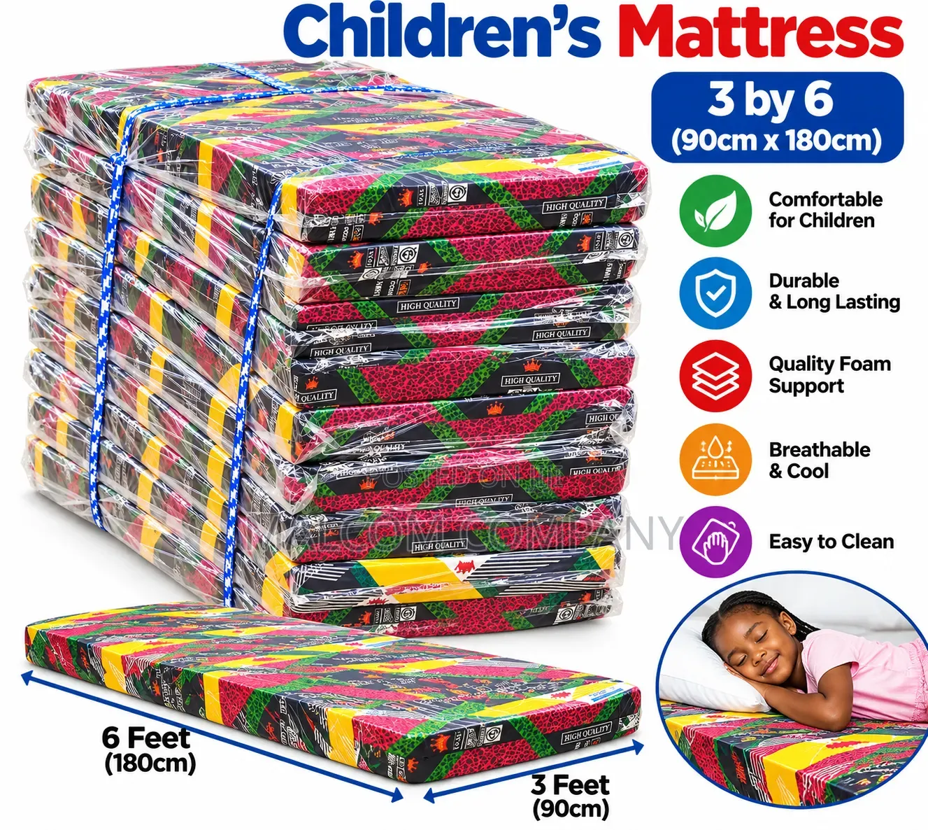Children’s Mattress 3x6 Feet –Comfortable Kids Foam Mattress in Uganda