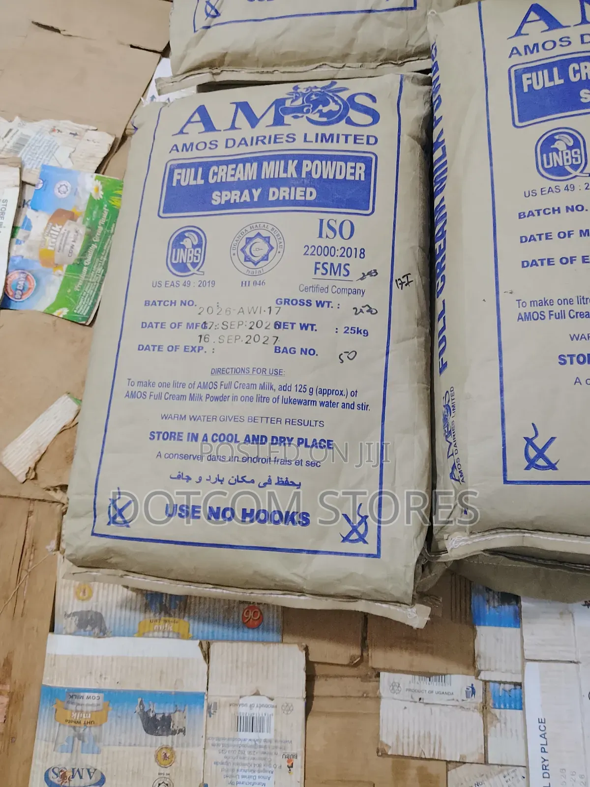 25 Kg Bag of Amos Dairies Limited Full Cream Milk Powder (Spray Dried)