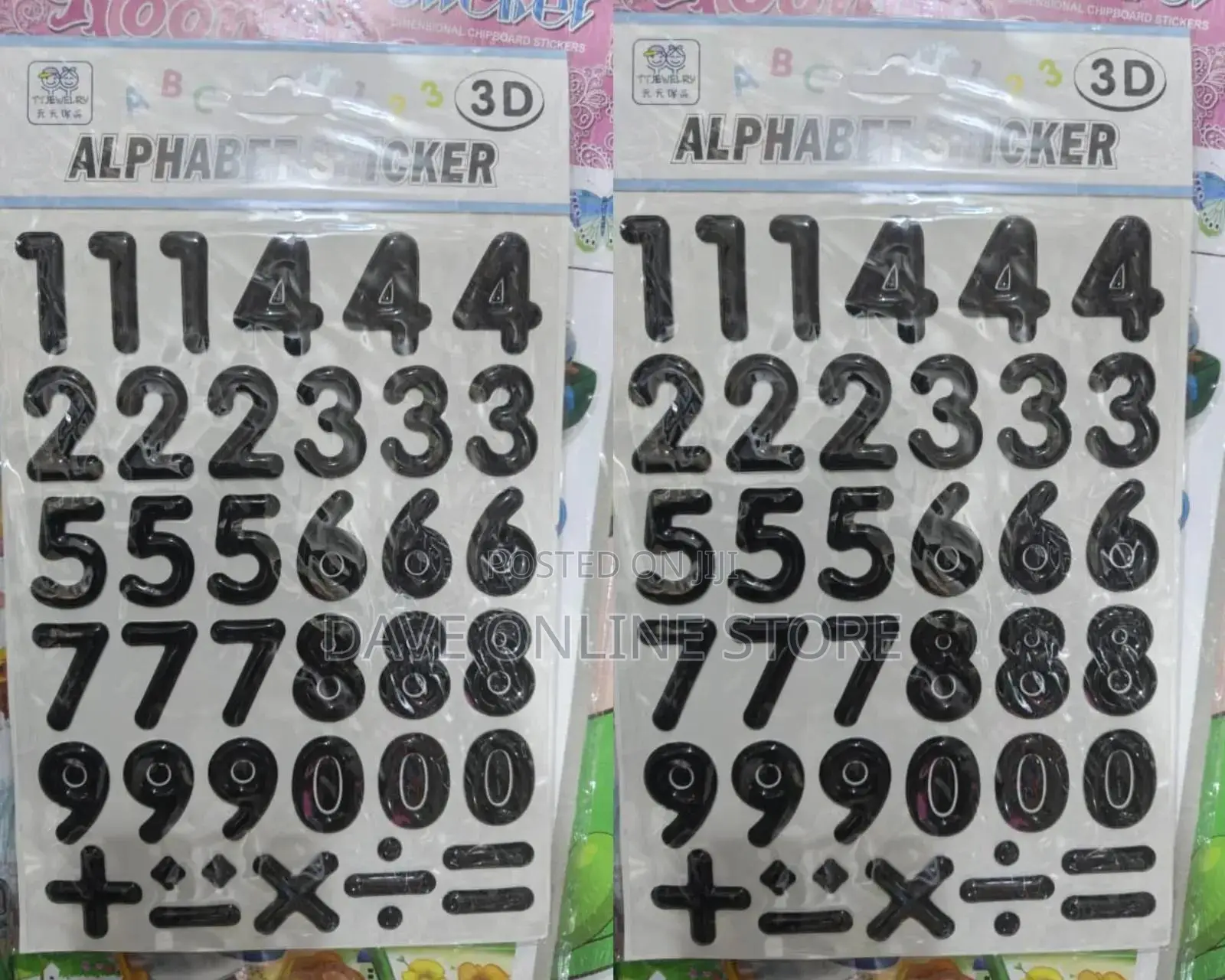 3D Dimensional Number and Math Symbol Stickers.