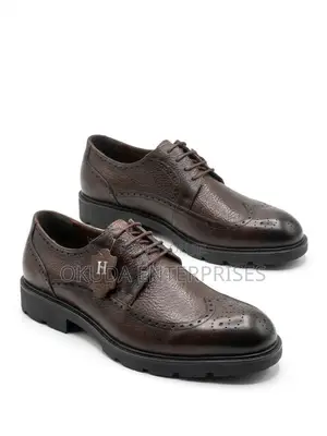 Durable and Quality Leather Shoes-Coffee Brown