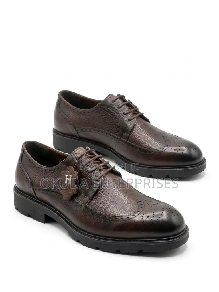 Durable and Quality Leather Shoes-Coffee Brown