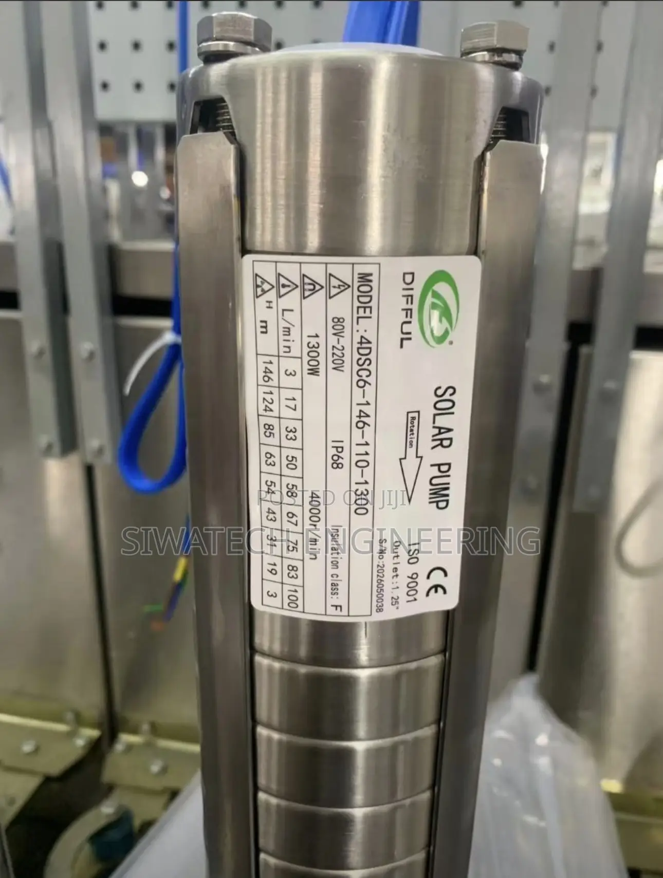 146m Head Difful Solar Submersible Water Pump, Stainless Steelimpeller