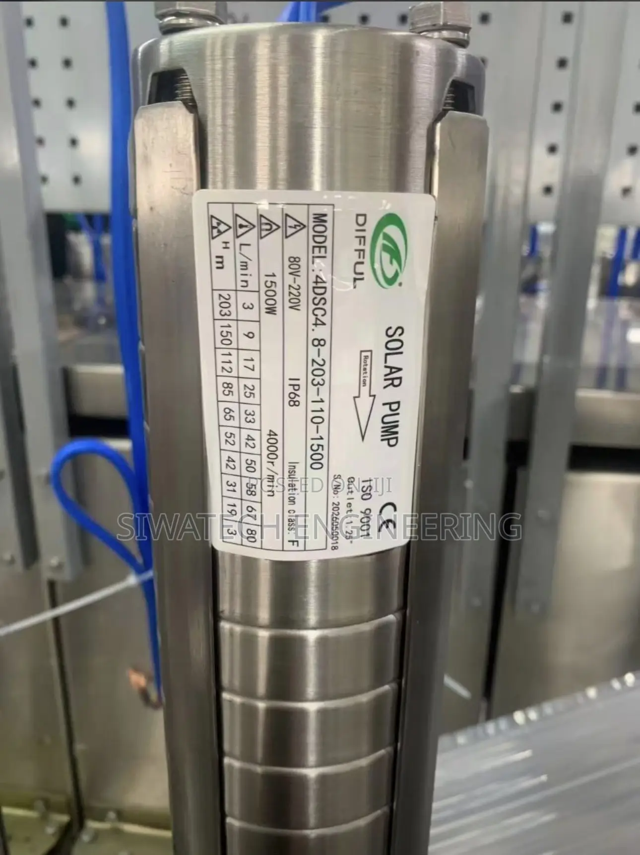 203m Head Difful Solar Submersible Water Pump, 4cubics/Hr 1-1/4”outlet