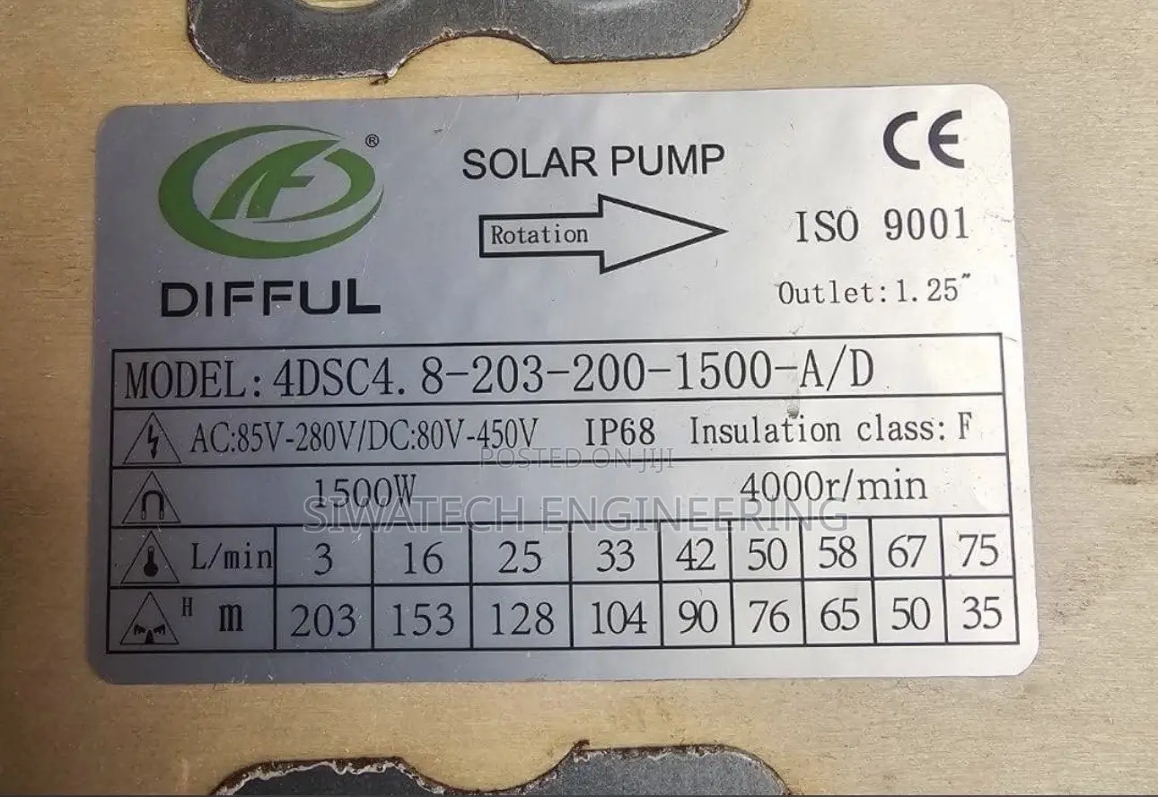 203m Head Hybrid AC/DC Submersible Water Pump, 1-1/4” Outlet 4cubics/H