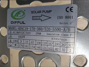 170m Head, 19cubics/Hr Difful AC/DC 2” Outlet Submersible Water Pump
