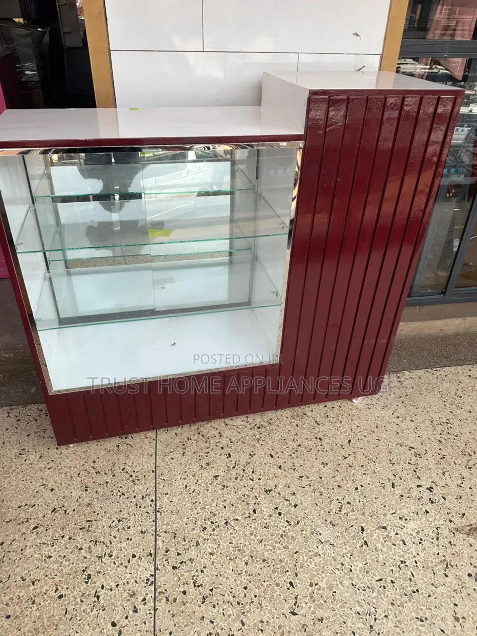 Maroon White Display Counter