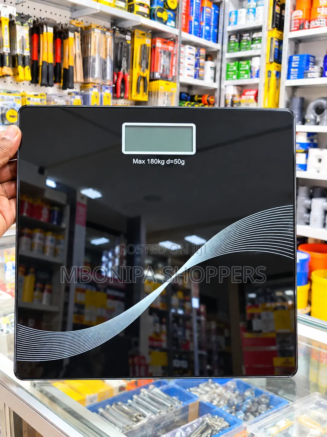 Digital Weight Scale, Black, Toughened Glass, 180 Kg Capacity