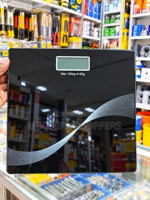 Digital Weight Scale, Black, Toughened Glass, 180 Kg Capacity