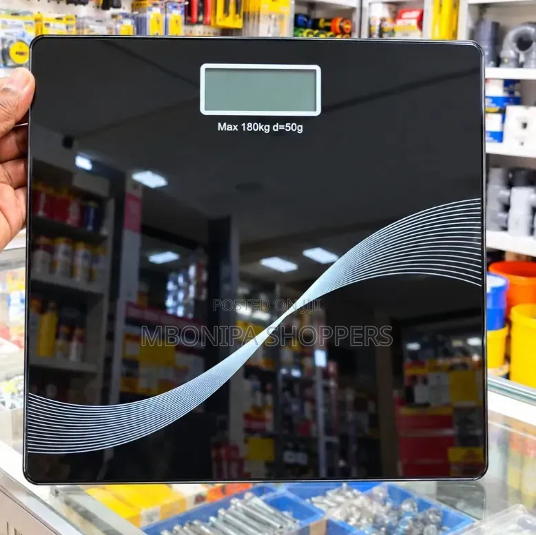 Digital Weight Scale, Black, Toughened Glass, 180 Kg Capacity