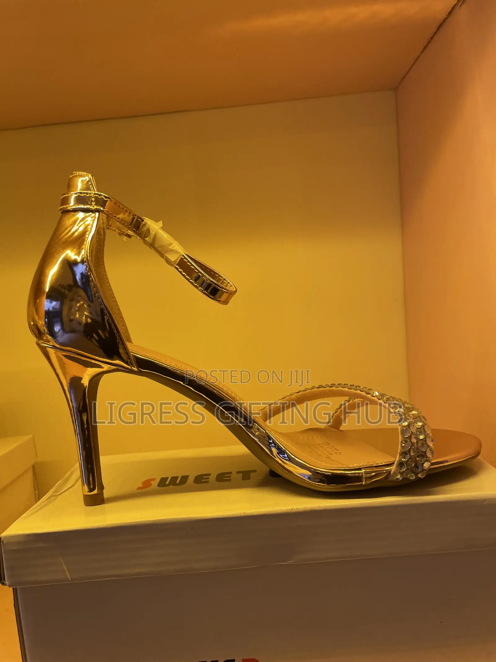 Luxury Gold Rhinestone Stiletto Heels