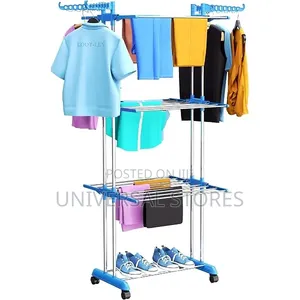 3-Tier Movable, Foldable Stainless Steel Clothes Drying Rack