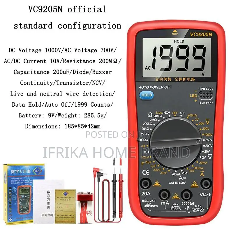 VC9205N VC9208N Electronic Multimeter Digital Universal Meter