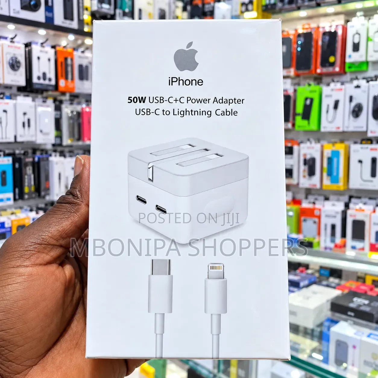 iPhone Charger 50W . Dual Port + Free Type-C to Lightning Cable