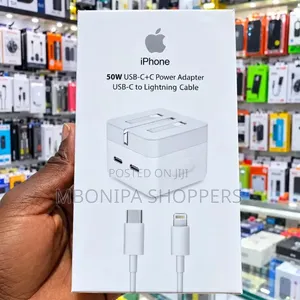 iPhone Charger 50W . Dual Port + Free Type-C to Lightning Cable