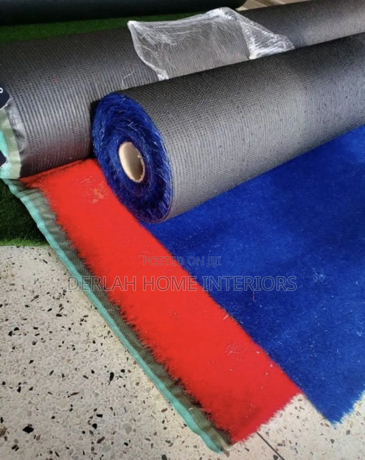 Blue and Red Grass Carpet Per Square Meter