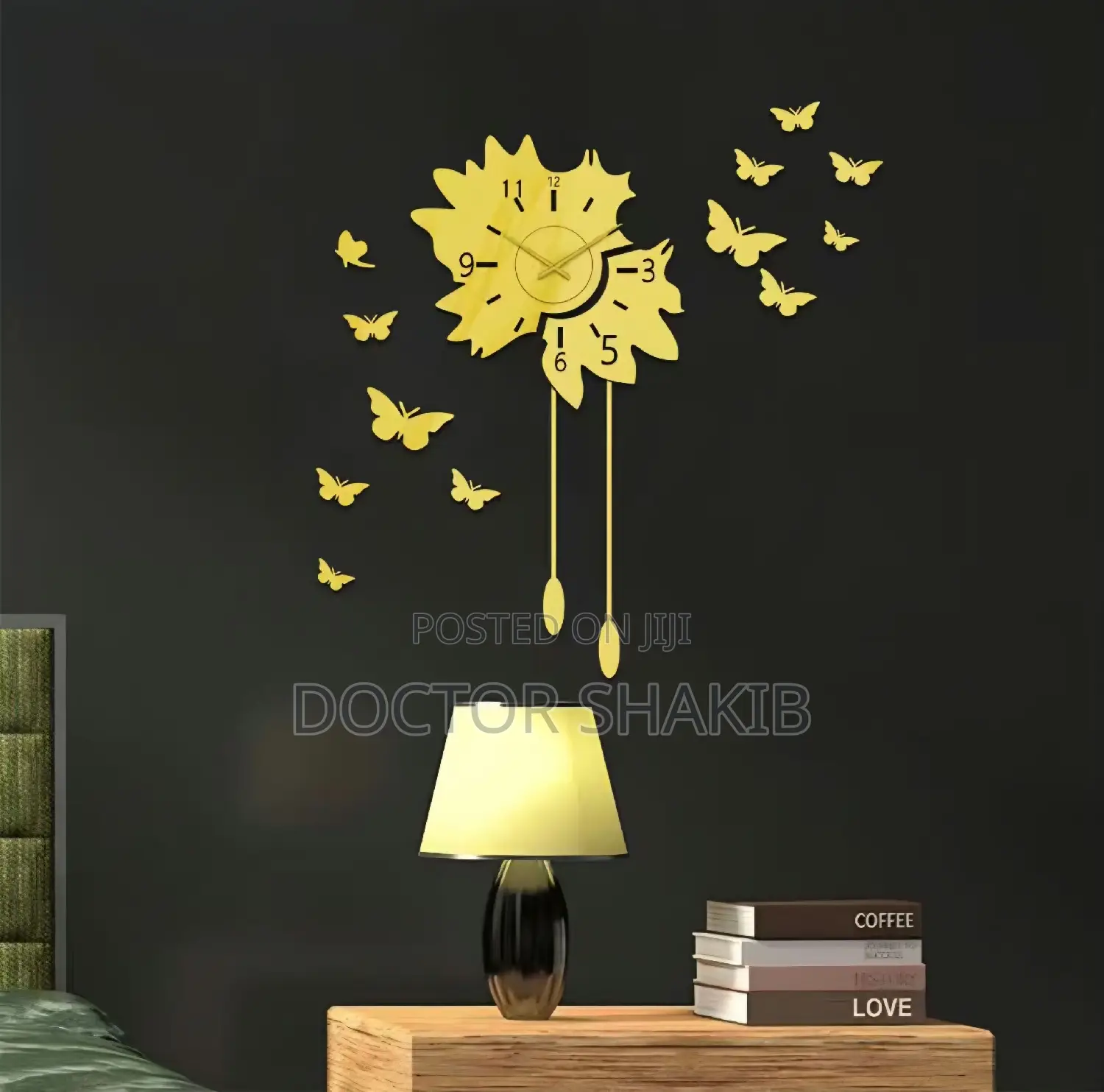 Butterflies Sticker Wall Clock With Metal Motor