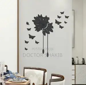 Butterflies Sticker Wall Clock With Metal Motor