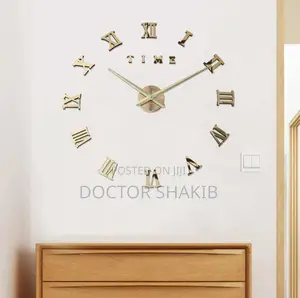 Modern 3D DIY Frameless Wall Clock With Reflective Roman Numerals