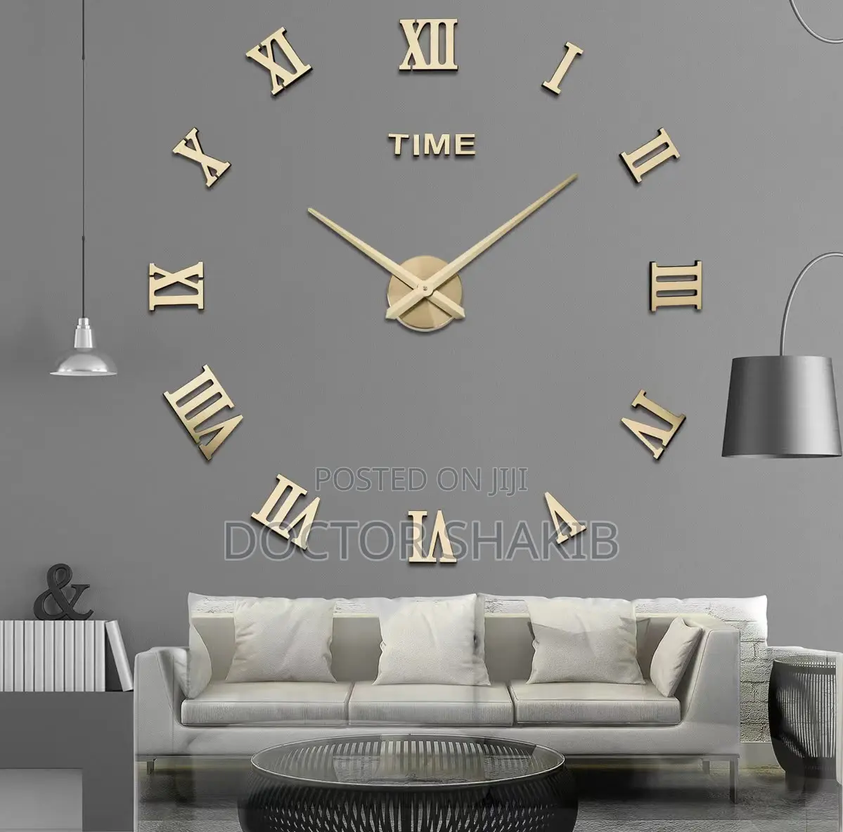 Modern 3D DIY Frameless Wall Clock With Reflective Roman Numerals