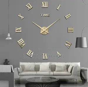 Modern 3D DIY Frameless Wall Clock With Reflective Roman Numerals