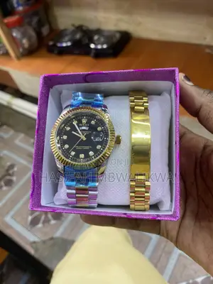 Men’s Gold Silver Rolex Watch With Bracelet