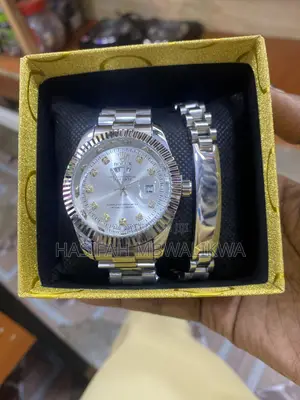 Men’s Silver Rolex Watch With Silver Bracelet