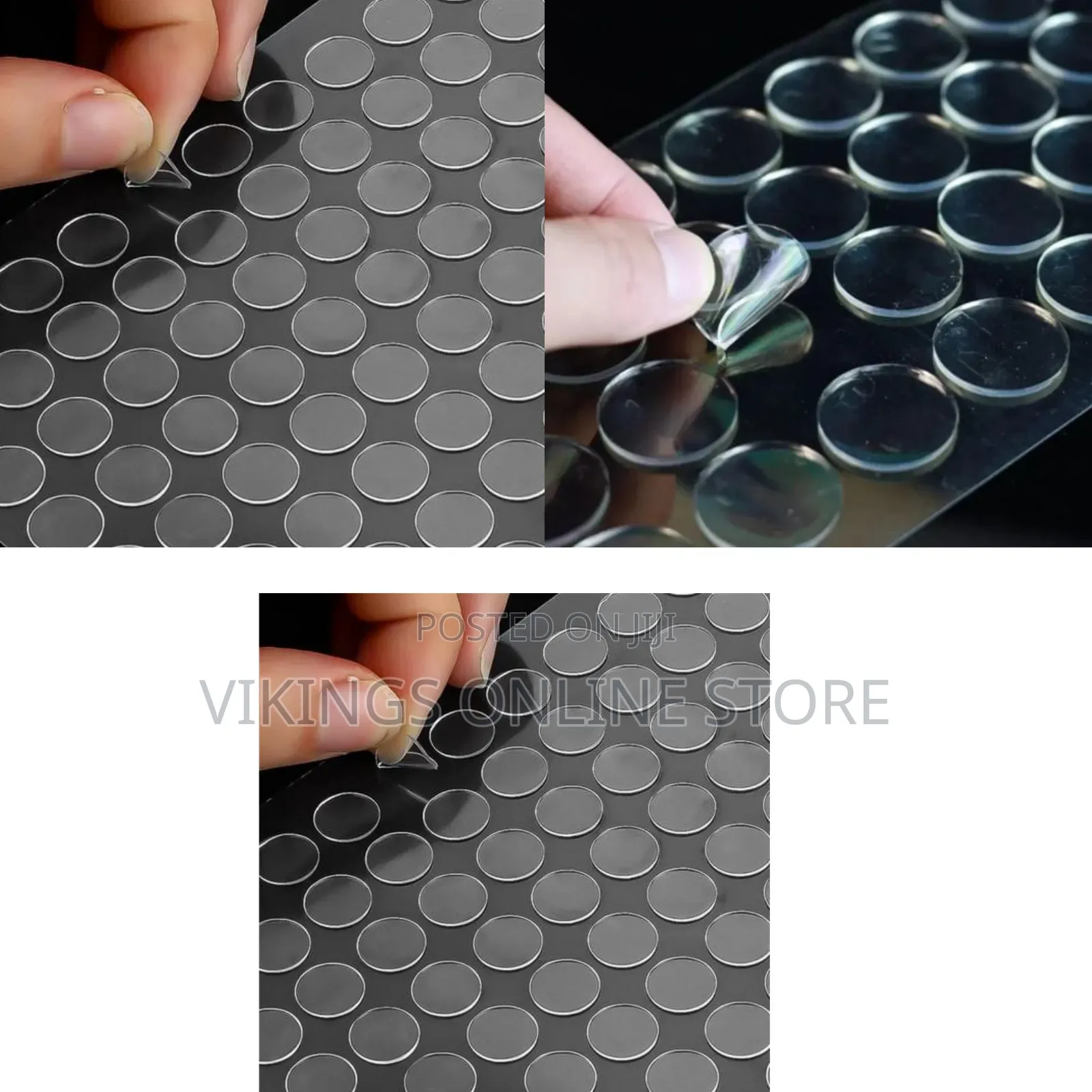 Clear, Double-Sided Adhesive Dots or Cabinet Bumpers Used for Mounting
