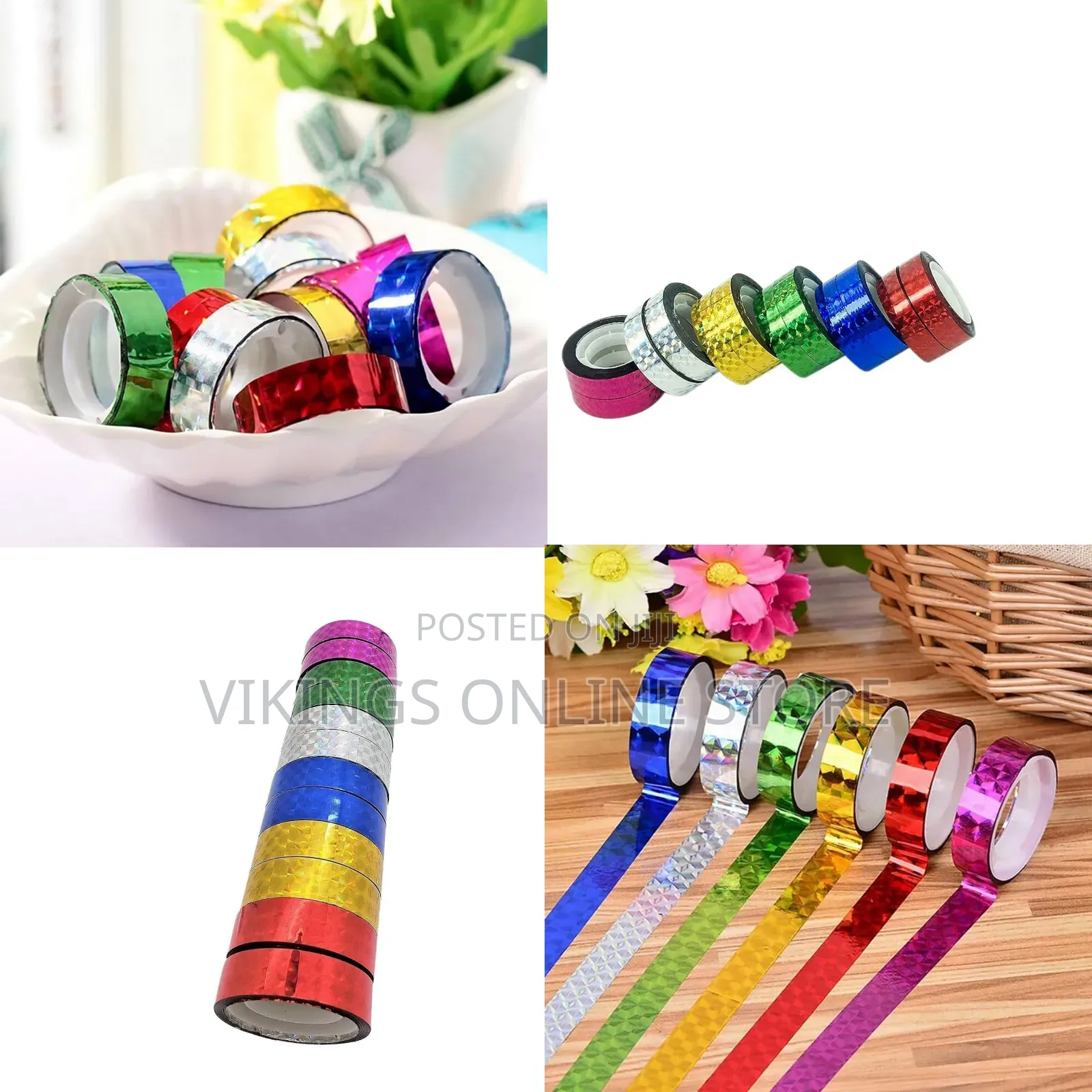 12 PCS Colourful Decorative Glitter Adhesive Tape Rolls Gift Wrapping