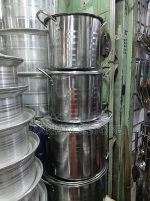 Set of Deep, Heavy-Duty Stainless Steel Stock Pots