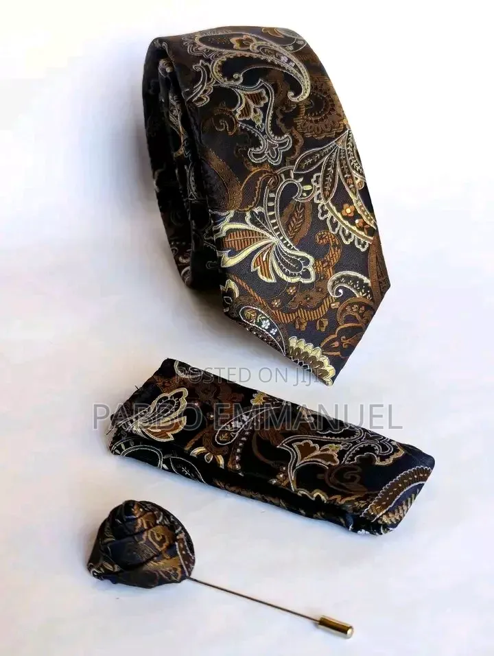 - Purple Floral Woven Silk Rhinestone Necktie 