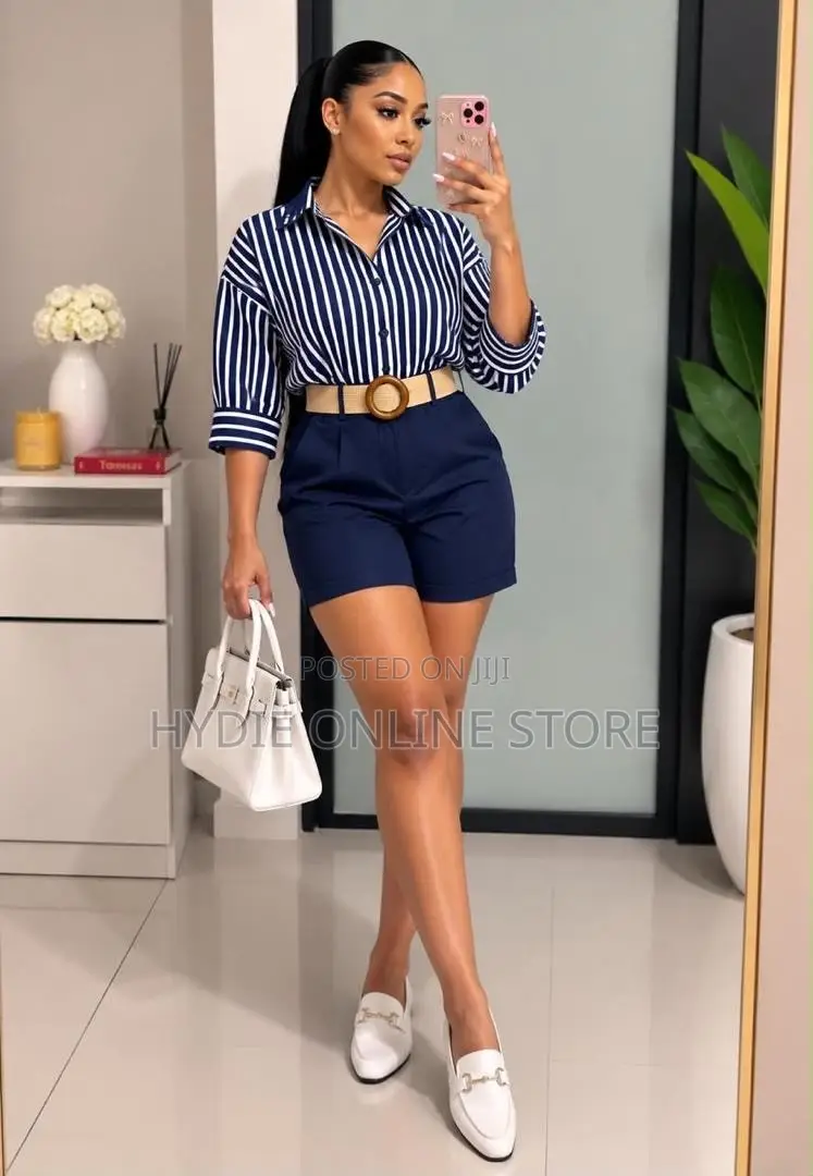 Two Piece Stripped With a Belt