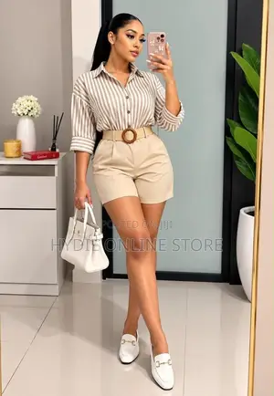 Two Piece Stripped With a Belt