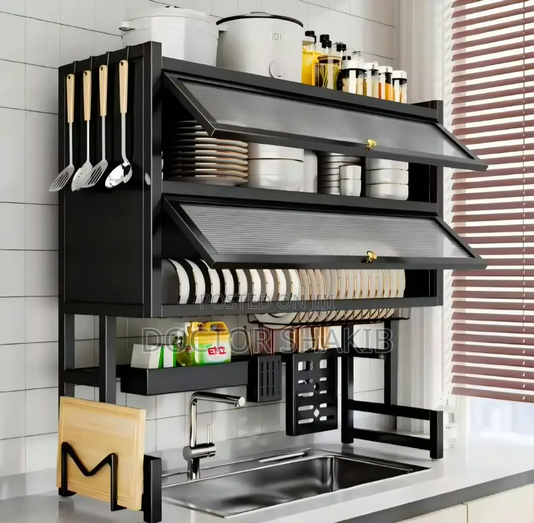 6-in-1 Over Sink Dish Rack With Cabinet