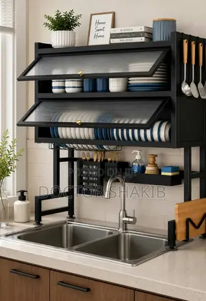 6-in-1 Over Sink Dish Rack With Cabinet