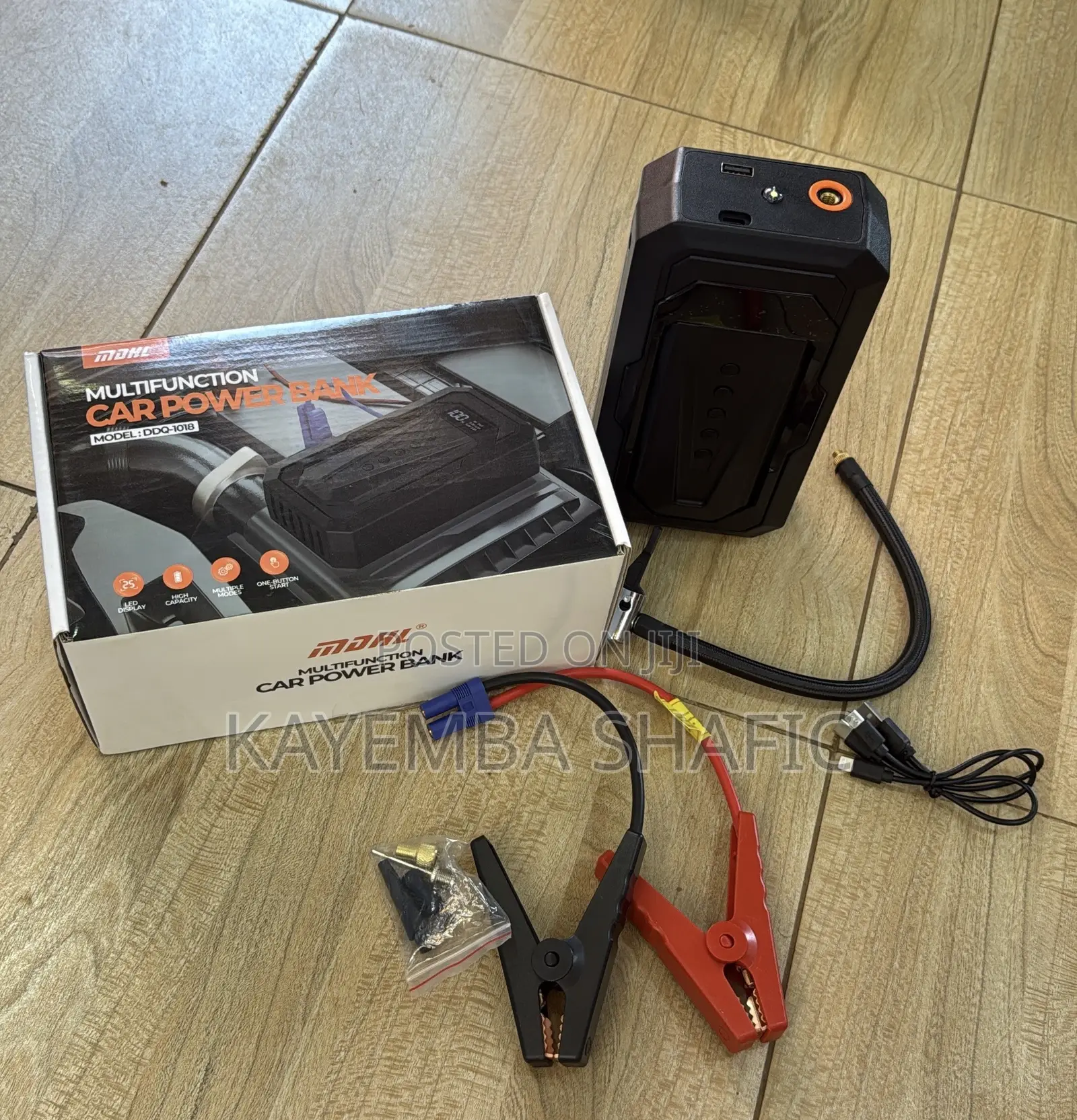 Portable Car Jump Starter Kit and Power Bank - Black