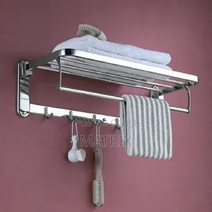 Bathroom Rack Towel Hanger Holder Foldable Stainless Steel