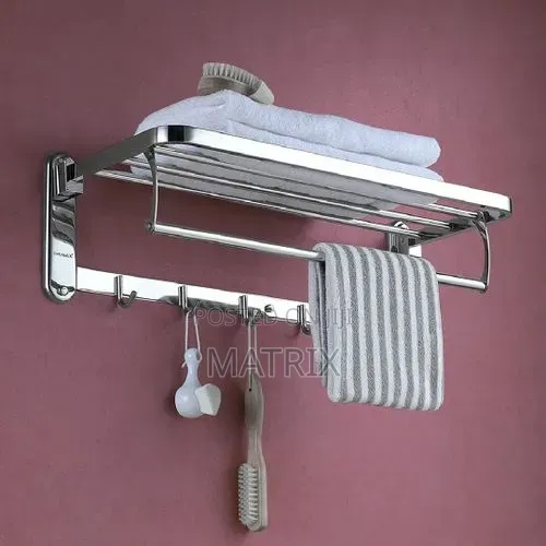 Bathroom Rack Towel Hanger Holder Foldable Stainless Steel