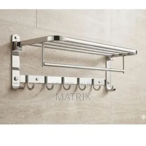 Bathroom Rack Towel Hanger Holder Foldable Stainless Steel