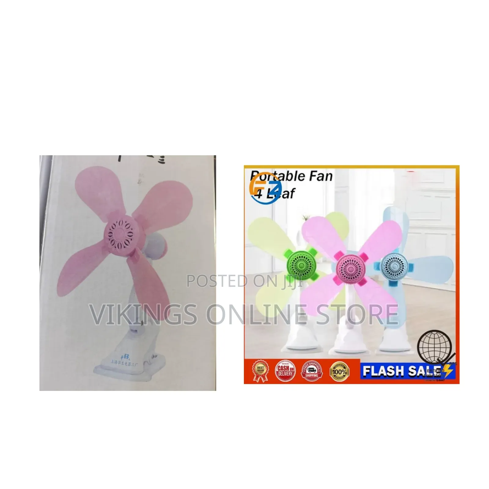 Portable Clip-on Electric Fan With Soft Pink Blades and a White Clip