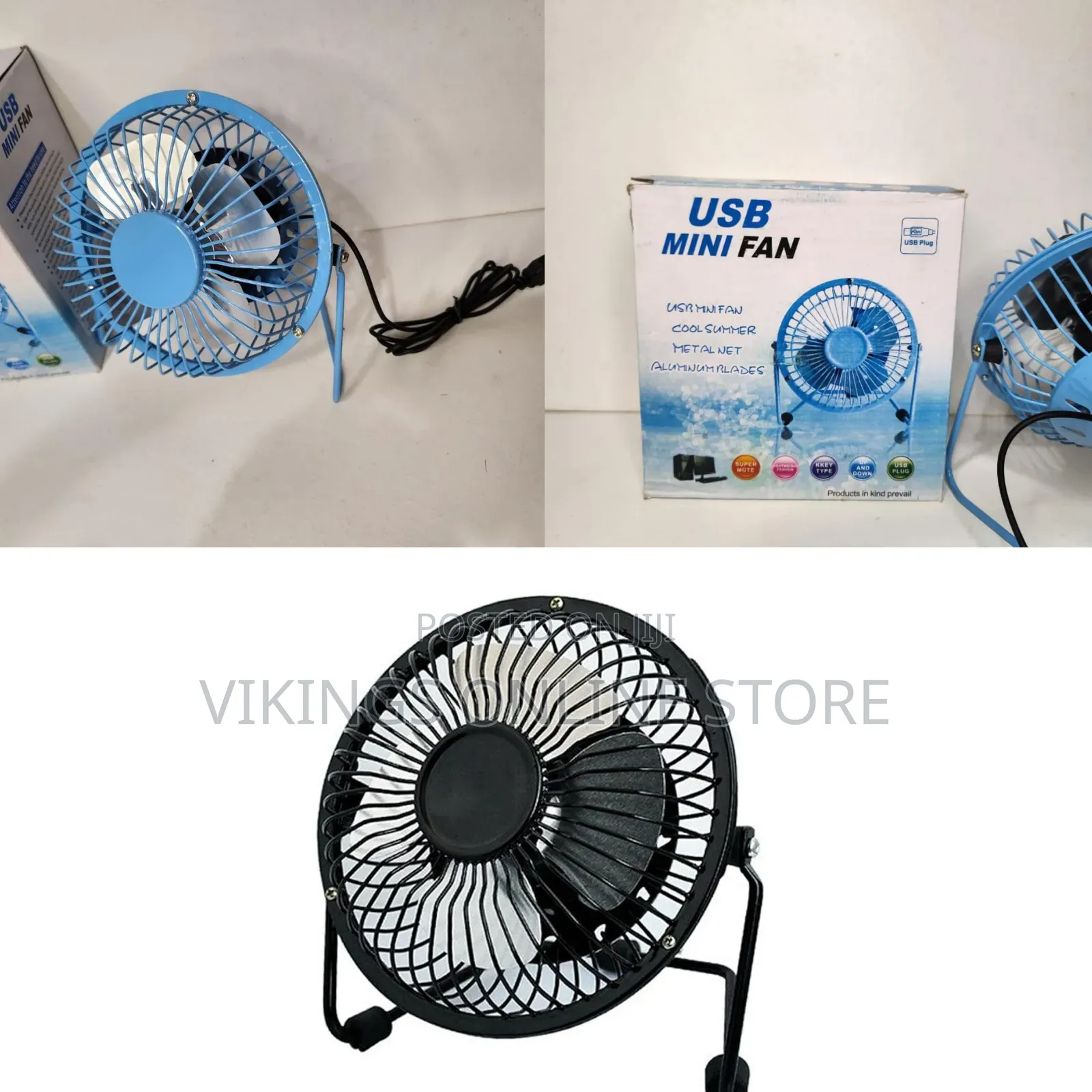 Mini Metal 4" USB Desk Fans - USB Powered Quiet With Free Angle