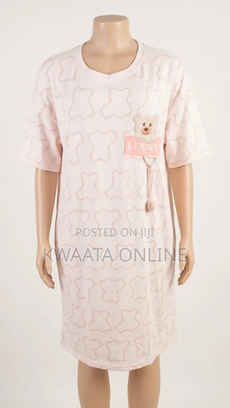 Cute Bear Print Cotton Sleepwear/Maternity Night Dress – Comfortable